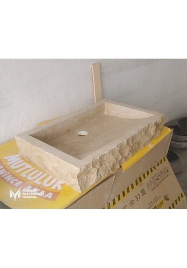 Traverten Dışı Patlatma Dikdörtgen Lavabo