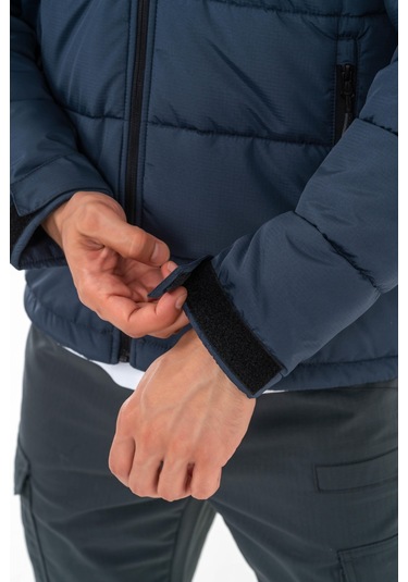 Tactical Şişme Mont Suya Dayanıklı Rüzgâr Geçirmez Dik Yaka Kapüşonlu Mont - 312-763-lacivert Lacivert