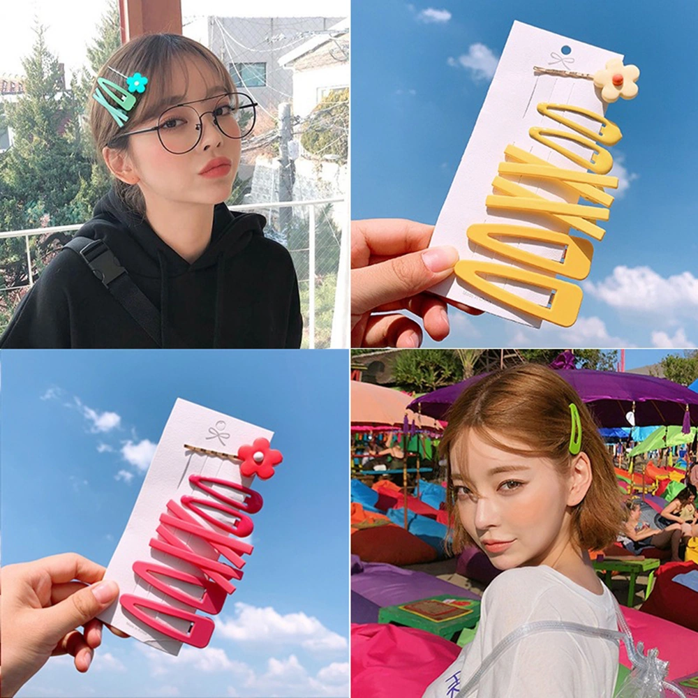 Dofolink 4'lü Pembe Çiçek Desenli Saç Klips Seti - Dayanıklı Alyaşlı, Saçları Güçlü Tutar, Gündelik Ve Özel Etkinlikler İçin Çok Renkli