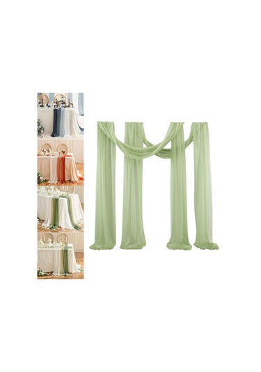Homyl Düğün Kemeri Drapaj Masa Koşucusu Arka Plan Temalı Yeşil