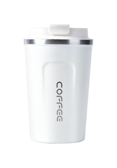 Hfambition 304 Çelik Çift Katmanlı Vakumlu Taşınabilir Kahve Termosu - 510ml Beyaz Siyah