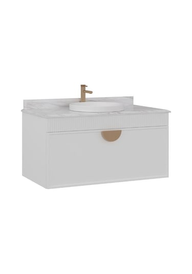 Orka Molino 100 Cm Beyaz Banyo Dolabı Takımı Navaro/antrasit