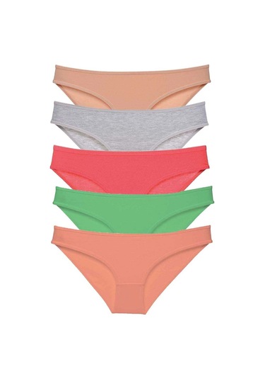 Biçomi 5 Adet Eko Set Likralı Kadın Slip Külot Soft Renkler Çok Renkli