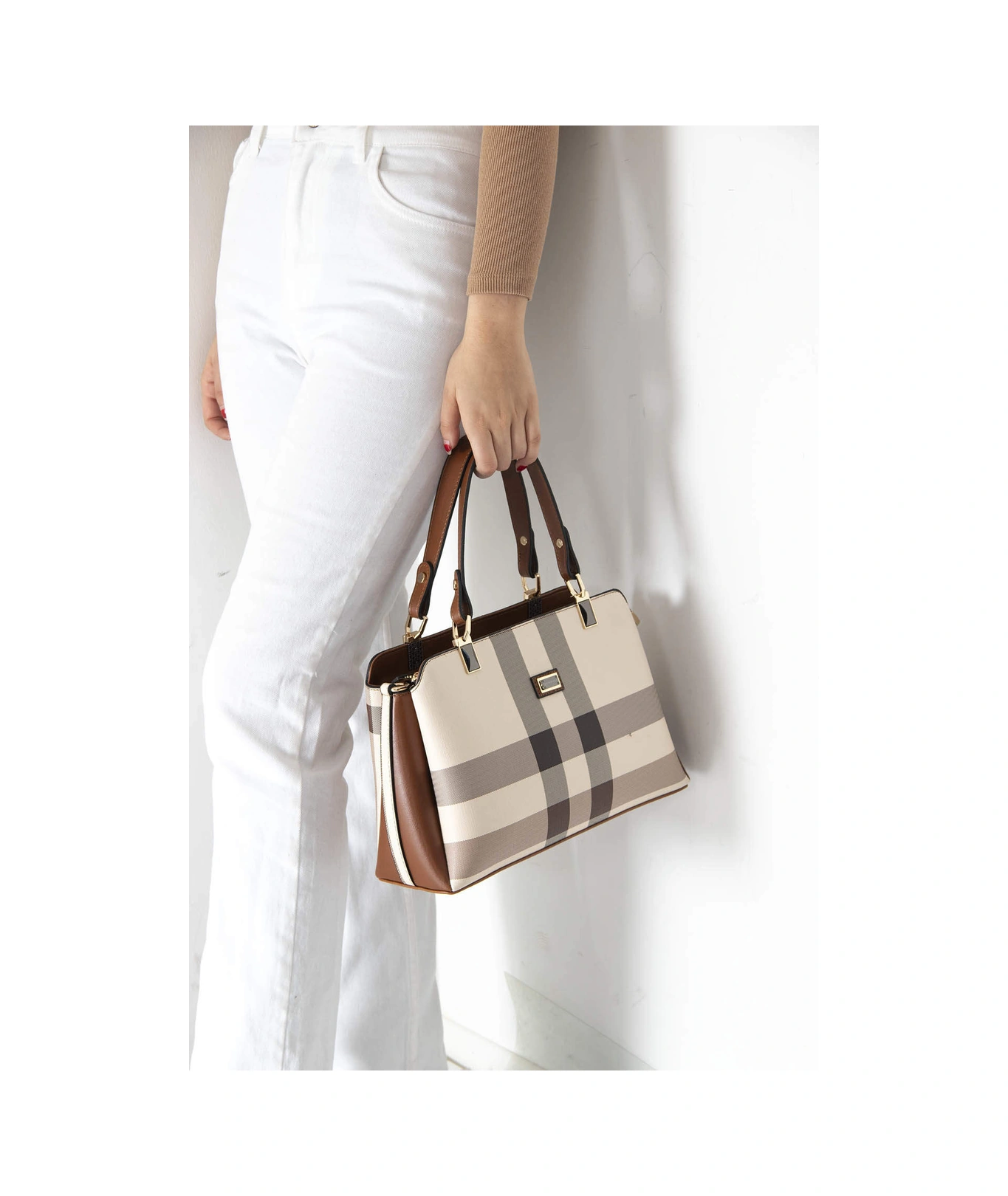 Silver Polo Kadın El Ve Çapraz Çanta 972 Krem - Taba