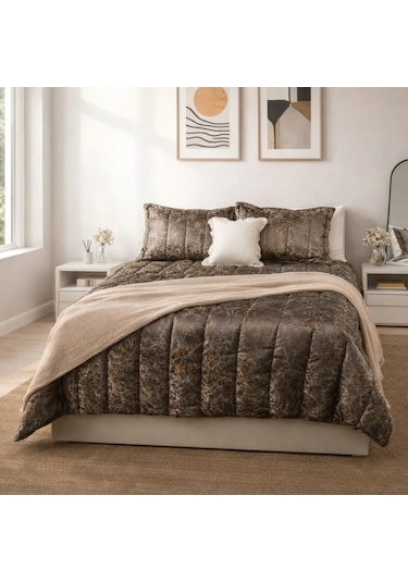 Luna Bueno Glory Dark Brown Çift Kişilik Yatak Örtüsü Çok Renkli