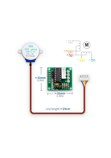 12v 28byj48 Step Motor + Uln2003a Sürücü