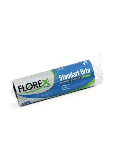 Florex Standart Orta Boy Çöp Torbası 55x60 Cm 20'li Rulo Siyah 10 Rulo (200 Adet)