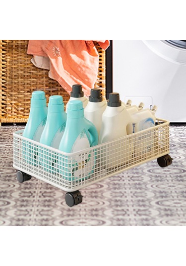 Suntek Lavabo Altı Düzenleyici 1 Katlı Tekerlekli Depolama Beyaz