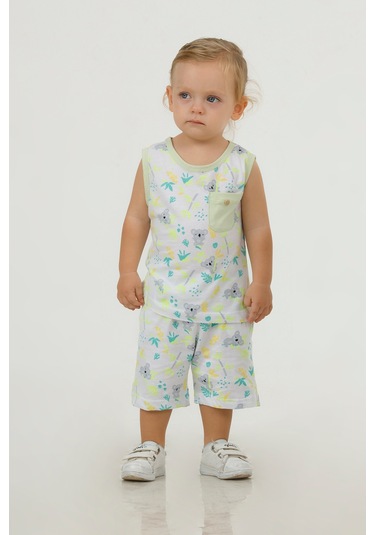 Erkek Çocuk Sevimli Desen Kolsuz Atlet Basic Şortlu Alt Üst Takım 001
