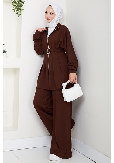 Dilsa Kemerli Oysho İkili Takım 1607 - Kahve Kahverengi