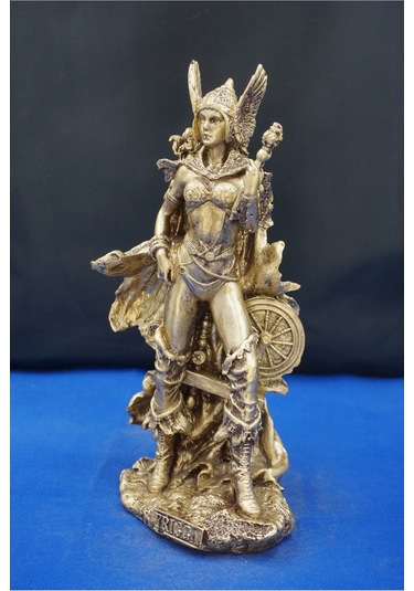 Frigga Tanrıca Heykeli - 25 Cm Mitolojik Dekoratif Biblo, Ev & Ofis Aksesuarı Altın