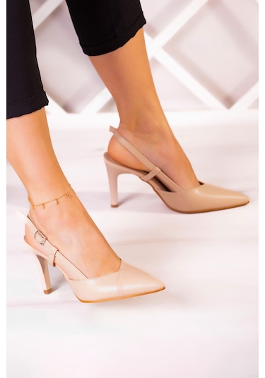 Erkan Saçmacı Sacha Ten Arkası Açık İnce Topuklu Ayakkabı Ten