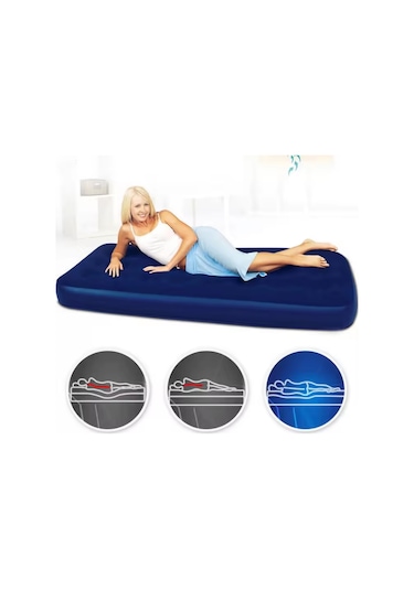 Reidan Mavi Şişme Yatak Kamp Yatağı 183x76x23cm Ev Kamp Yatağı Mavi