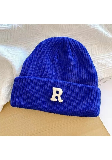 Retro Tarz Erkek Ve Kadın Kışlık Örme Yün Bere, Gri Niş Desenli Şapka, Sonbahar Ve Kış Modası İçin Sıcak Tutan Gündelik Kullanıma Uygun Şık Bere Şapka Mavi