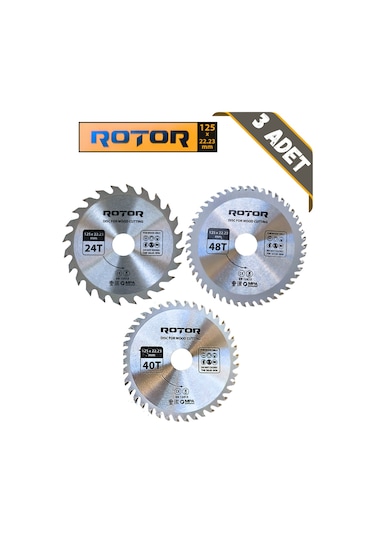3'lü Disk Seti 125x22,23 Daire Testere Ahşap Kesme Set 3 Parça