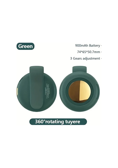 Boatshop1 Yeşil Taşınabilir Bıçaksız Mini Fan 3 Hız Ayarlı Usb Şarjlı 900mah Pil Hafif Dönebilir Tasarım