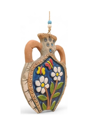 Seramik Amfora Dekoratif El İşi Duvar Süsü Nazarlık Küp