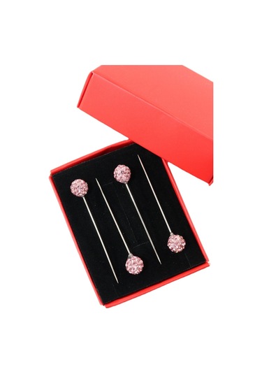 Numetal 4 Lü Pembe Taşlı Eşarp İğnesi. Şal İğnesi. Türban İğnesi. Başörtü İğnesi. Eşarp Ve Şal İğnesi. Gümüş