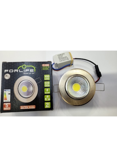 5 Watt Saten Kasa Cob Led Downlight Beyaz Işık Spot 2 Adet