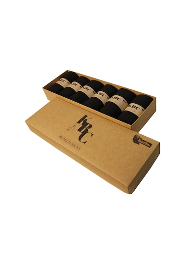 12'li Siyah Dikişsiz Bambu Yazlık Klasik Erkek Çorap Seti /kutulu Siyah