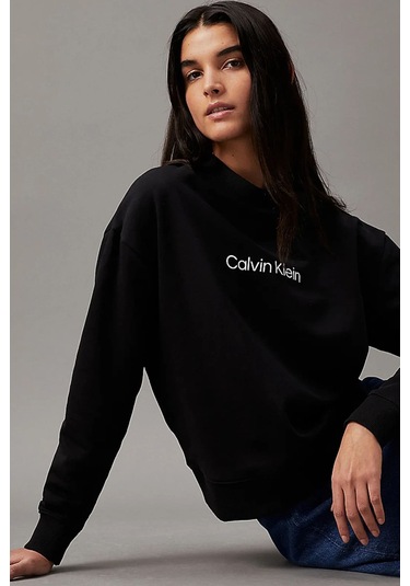 Kadın Ck Hero Logo Sweatshirt - Siyah Black