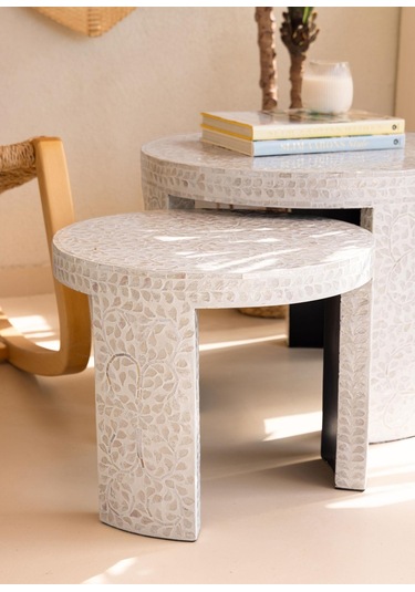 The Mia Sedef Tabure Yan Sehpa 66x48 Cm Tlc0117 Çok Renkli