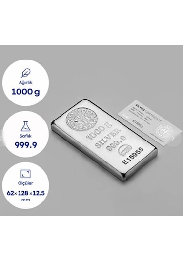 Uluslararası Sertifikalı 1000gr Külçe Gümüş 999 Ayar