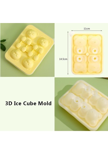 Sarı Silikon Ayı Buz Kalıp Küçük Ayıcık Şekli Buz Küpü Silikon Kalıp Buz Kalıbı Viski Silikon Buz Kutusu Sarı