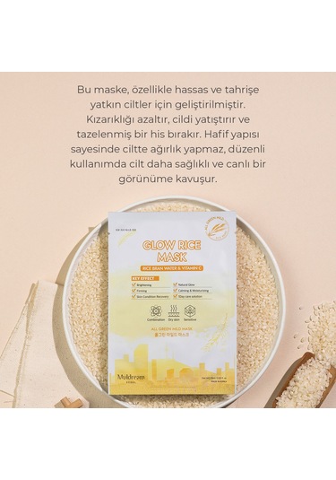 Muldream Glow Rice Mask Aydınlatıcı Kağıt Yüz Maskesi 25 ML