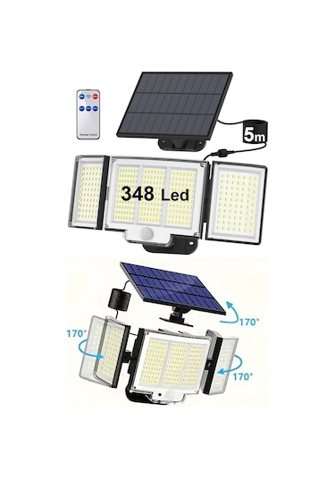 Greentech 348 Ledli, Güneş Enerjili, Hareket Sensörlü, 3 Taraflı Aydınlatma / Gt-sl30 1