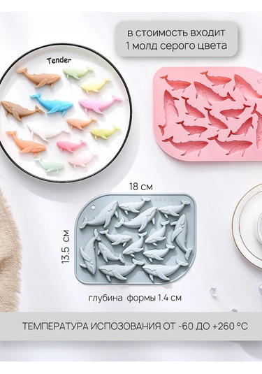 Muse Home Store Çikolata Kalıbı Buz Jelibon Silikon Balinalar 402236444 Gri