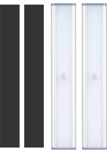 Besthome1 30 Led Hareket Sensörlü Şarjlı Manyetik Lamba Şeridi, 120 Derece Algılama, Akıllı Gece Aydını Beyaz, 2 Adet Beyaz