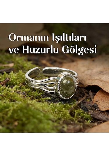 Koyu Renk Labradorit Taşı Çelik Yüzük - Kararmaz Renkli