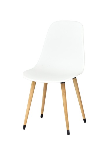 Vilinze Eames Naturel Ahşap Ayak Plastik Beyaz Sandalye