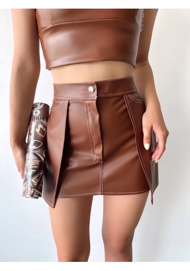 Kontrast Deri Etek Kahve W260015 Kahve