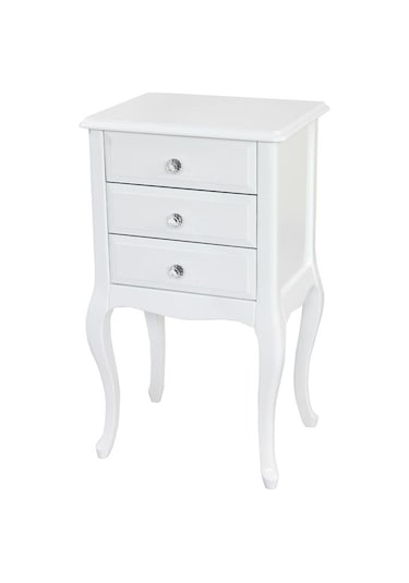 Ahşap Lake  3 Çekmeceli Telefonluk Komidin  Beyaz