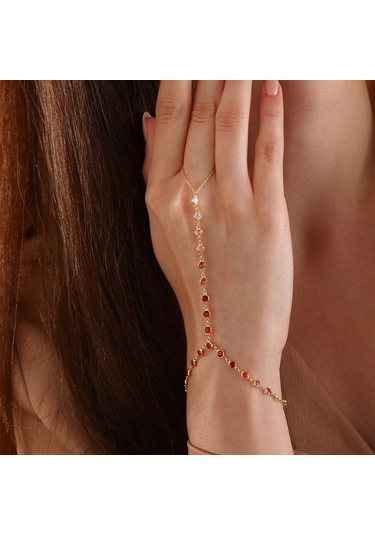 925 Ayar Gümüş Kırmızı Renk Geçişli Tamtur Şahmeran Altın