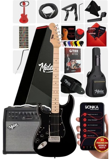 Midex Rph-31bk-50amp Solak Elektro Gitar 50w Amfili Full Set
