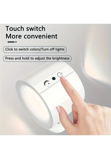 Motion003 Led Manyetik Duvar Aplik Lambası Beyaz Usb Şarjlı Kumandalı 3 Renk Kısılabilir 360 Dönebilir Beyaz