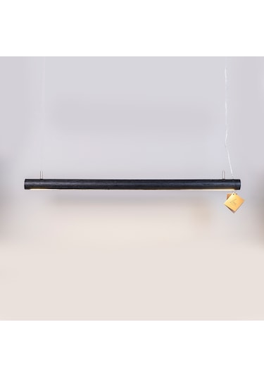 Silindir Siyah Modern Ahşap Aydınlatma - Minimal Led Sarkıt Avize Siyah