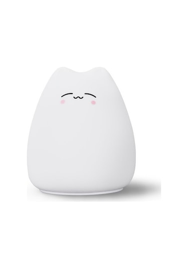 Kangvka Kedi Şekilli Silikon Gece Lambası - Dokunmatik 7 Renkli Işık Modu, Güneş Enerjisiyle Şarj Edilebilir, Yumuşak Ve Dayanıklı, Yatak Odası Dekorasyonu Hediyesi Beyaz