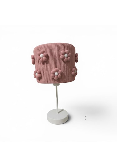 Elizim Home Lighting Makrome Papatyalı Abajur Pembe