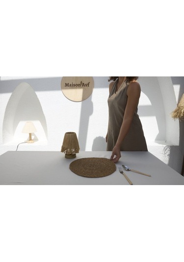 Kahverengi Jüt Hasır Amerikan Servis 2'li Supla Kahverengi