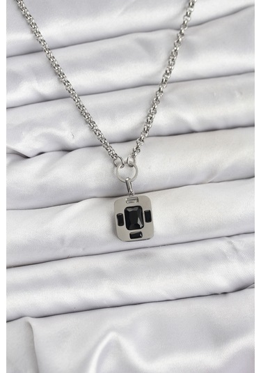 316l Çelik Zincir Gümüş Renk Vintage Model Kadın Kolye Renkli