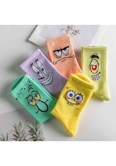 Bgk Unisex Desenli Kolej Çorap 5'li Extra Rahat Çok Renkli