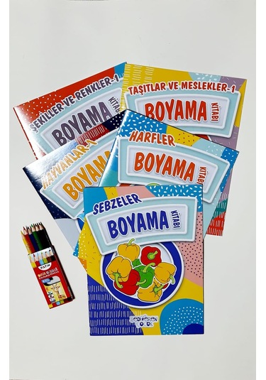 Kalem Hediyeli Boyama Kitapları Seti-1 - 5 Kitap Takım