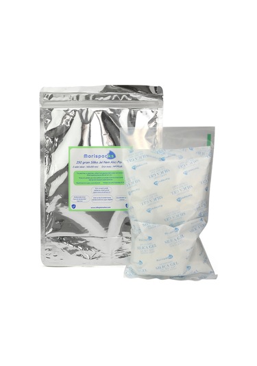 Marispacks 250 G X 2 Adet Silikajel Nem Alıcı Paket Nonwoven, Metalize Doypack Ambalajda