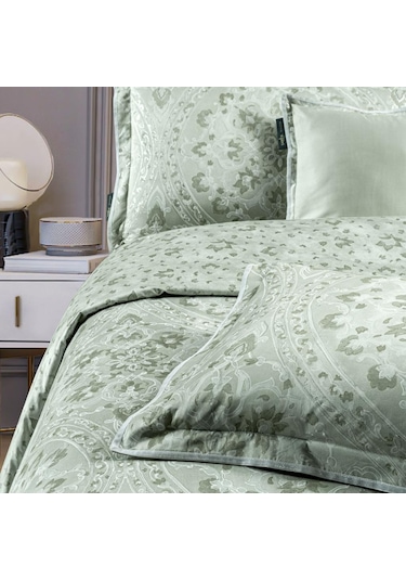 Sarev Himalia Saten Çift Kişilik Nevresim Takımı Yeşil Yeşil