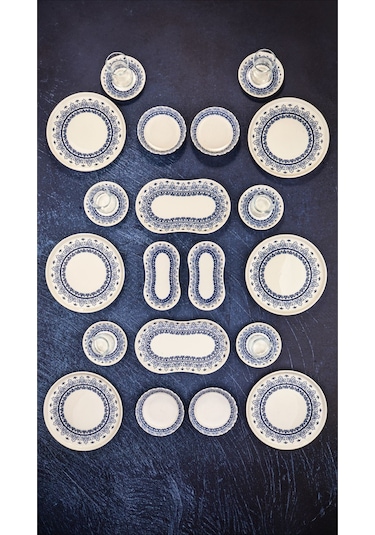 Bambum 26 Parça Lara Kahvaltı Takımı Maku B5184 Mavi - Beyaz