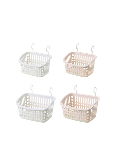 Sones Plastik Askılı Sepet Kancalı Mutfak Depolama Drenaj Sepeti Raf Banyo Düzenleyici, Renk: Küçük Gri